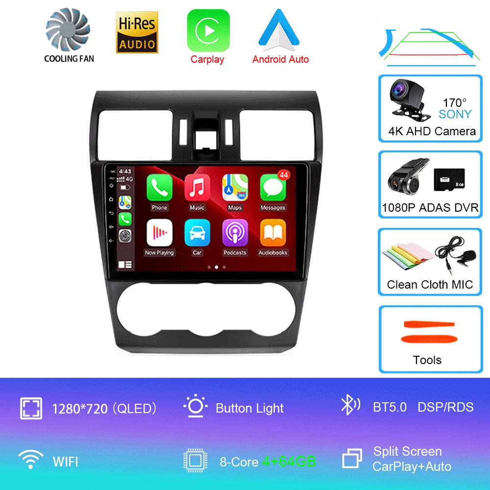 Автомобильное радио Android 14 Carplay для Subaru WRX Forester 4 SJ 2016 2017 2018 - 2022 Навигация GPS Мультимедийный проигрыватель Wi-Fi+4G BT DSP