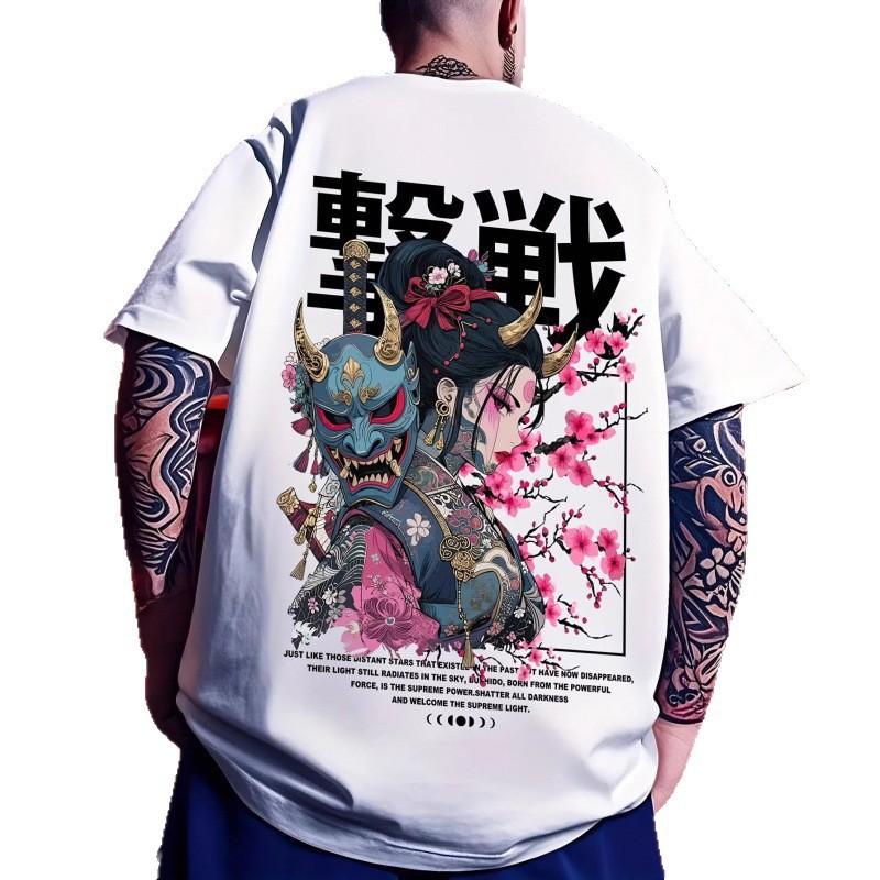 Mens Loose Fit Cotton Graphic Tee Short Sleeve Crew Neck T-Shirt Streetwear Casual