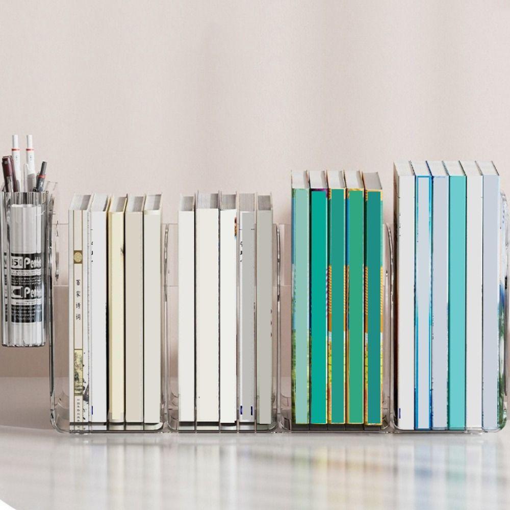 Save Space Divided Book Stand Thickened Desktop Sorting Rack Acrylic Book Stand Living Room
