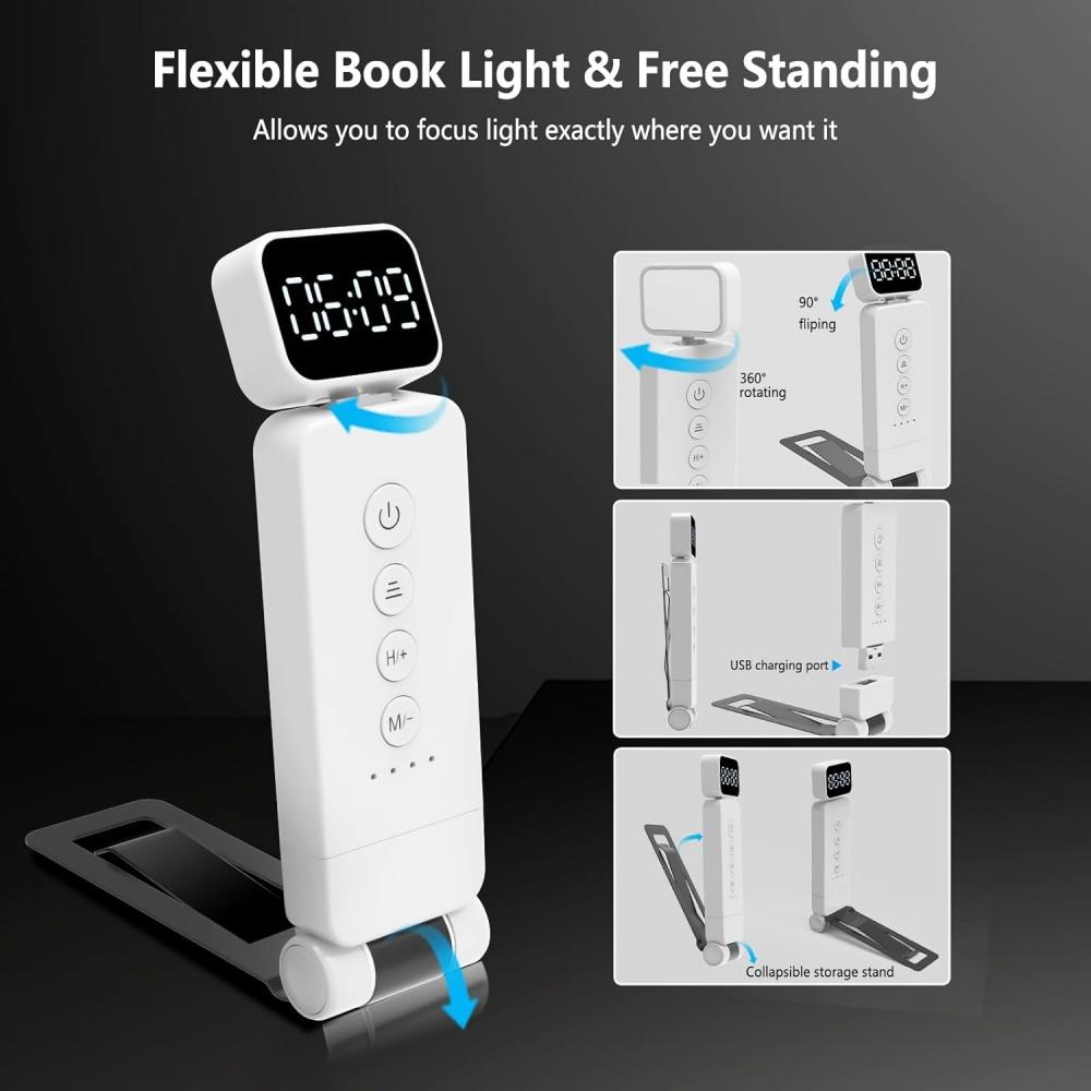 Portable Book Light LED Time 3-Color Lighting Mode Rechargeable Reading Lights Book Lamp Bedroom Night Light Reading Read Lamp