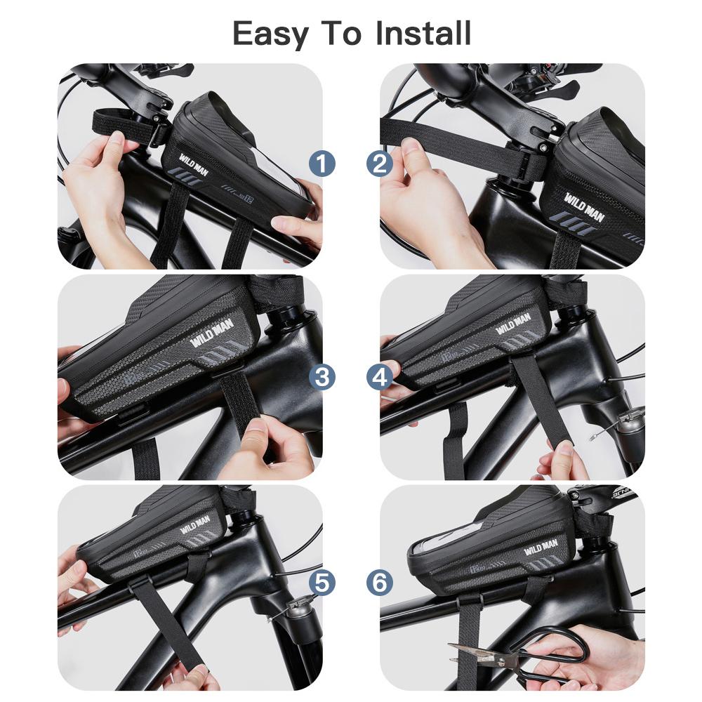 Bike Phone Bag Waterproof Top Tube Bag Bicycle Touchscreen Phone Mount Bag Cycling Frame Bag Fits