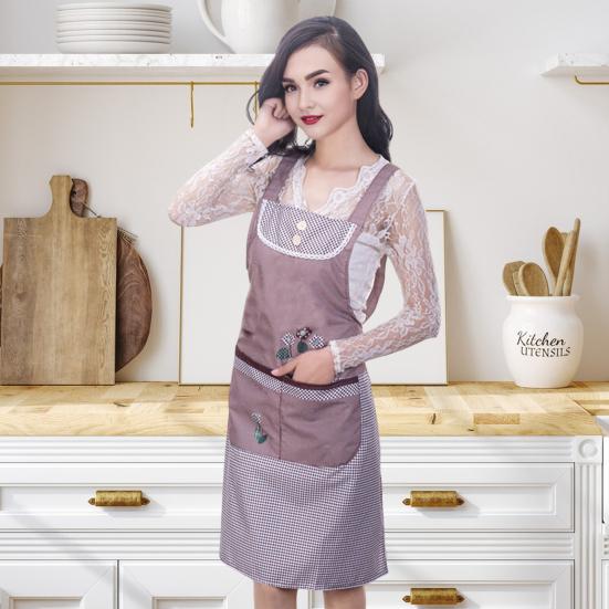 Мультяшный кухонный фартук Водонепроницаемый Маслостойкий Полиэстер Без рукавов Фартук Дизайн с цветочным принтом Фартук для дома Ресторана