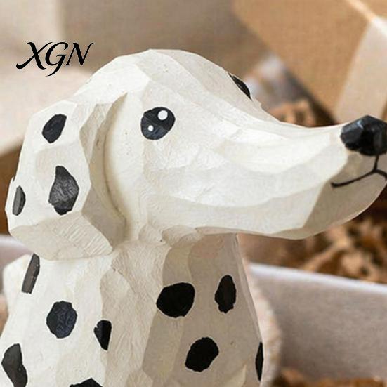Artistic Wood Craft Gift Handmade Dalmatian Dog Wooden Ornament, Hand Carved Basswood Niche for Her Animal Figurine, Creative Sculpture Home