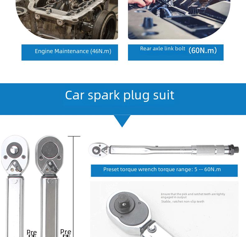 Высокоточный регулируемый динамометрический ключ с головкой для свечей зажигания для авторемонта