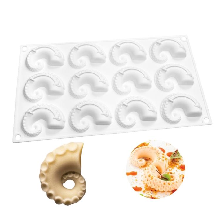 12-Cavity Squid Feet Silicone Mold Mousse Cake Baking Tools Easy to Clean