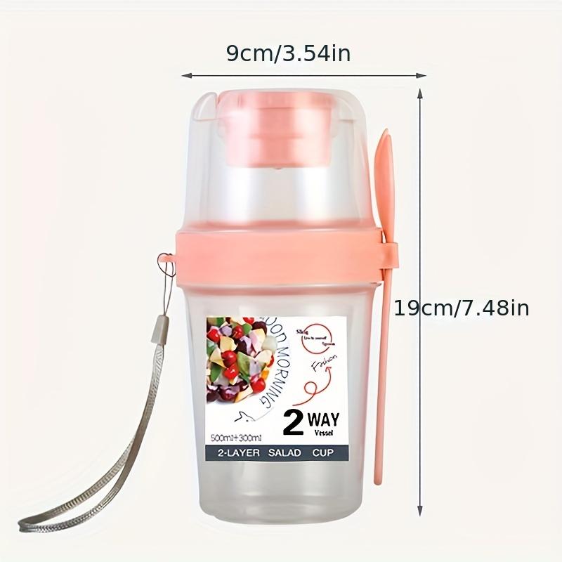 1 шт. Ланч-бокс, Контейнер для завтрака, Чашка для овсянки, хлопьев, орехов, йогурта, салата, Герметичный набор контейнеров с вилкой и крышкой, Чашка для соуса, для школы, занятий, колледжа