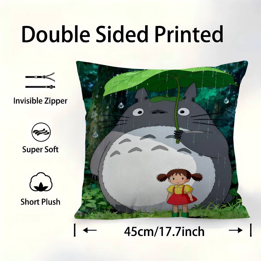 Cute T-Totoros Pillow Gifts Home Office Furnishings Bedroom Sofa Car Cushion Cover Case 45X45Cm
