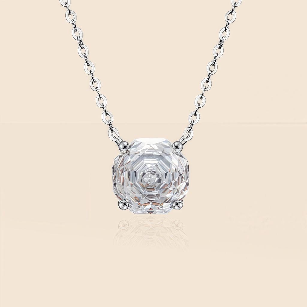 WUIHA Chic 925 Sterling Silver 2 CT Rose Flower Cut Lab Sapphire High Carbon Diamonds Gemstone Pendant Necklace Fine Jewelry