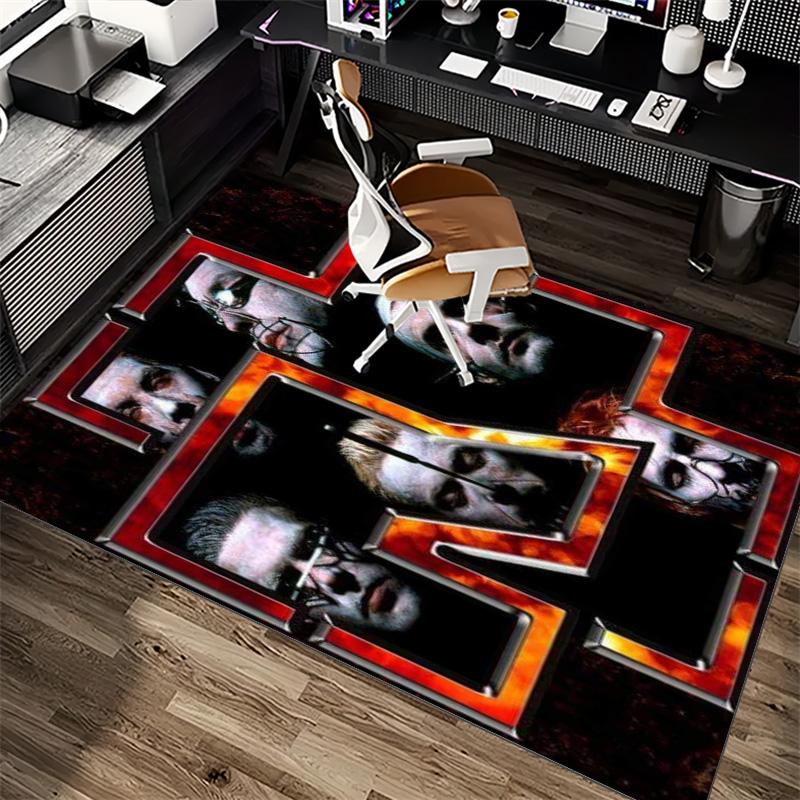 Heavy Metal Rock Band Portrait Print Area Rug Music Fan Non‑Slip Rectangular Floor Mat Rock Style Bedroom Gaming Room Home Decor Rug