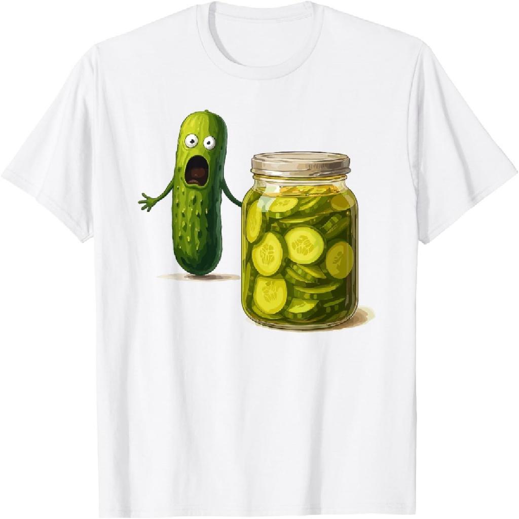 Funny Screaming Pickle Cucumber Jar Joke T-Shirt