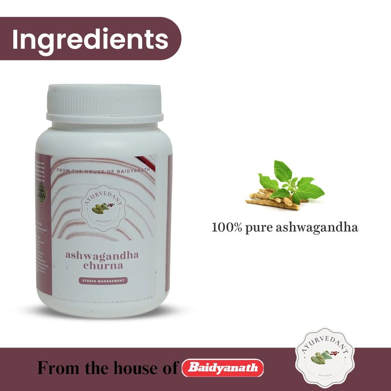 Baidyanath Аюрведант Ашваганда Чуран 100 г Упаковка 1 шт. Управление стрессом Поддержка энергии