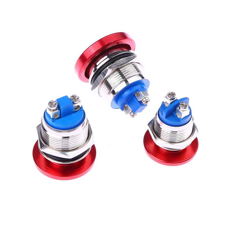 1Pc Waterproof Ip65 Spst (On)-Off 1No 3A 250V With Screw Terminal 16/19/22Mm Momentary Metal Mushroom Head Push Button Switch