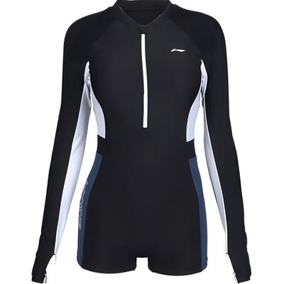Li-Ning Премиум длинный рукав удобный цельный купальник женский купальник черный LNYU060-2