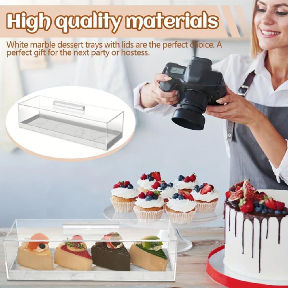 Acrylic Material Dessert Serving Tray Rectangular Dessert Holder Tray Party Dessert