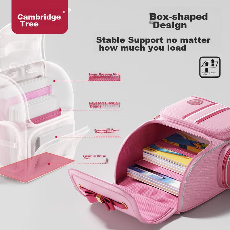 Jianqiaoshu Schoolbag for Primary School Girls, Children Grades 1-4, Spine-Protecting, Load-Reducing,