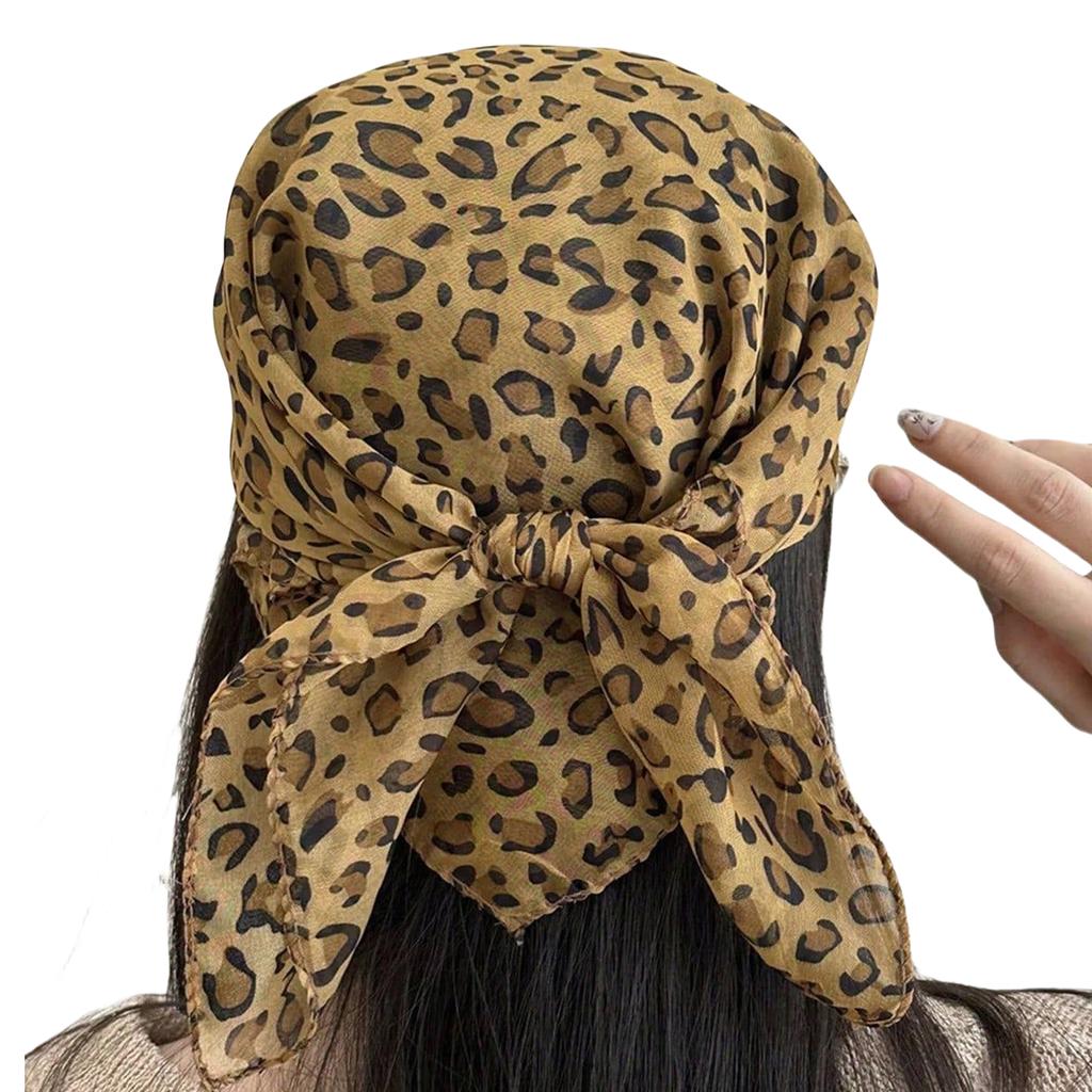 Leopard Print Small Headscarf Fashionable Accessory for Women Soft and Breathable Polyester Scarf Soft Neck Scarf