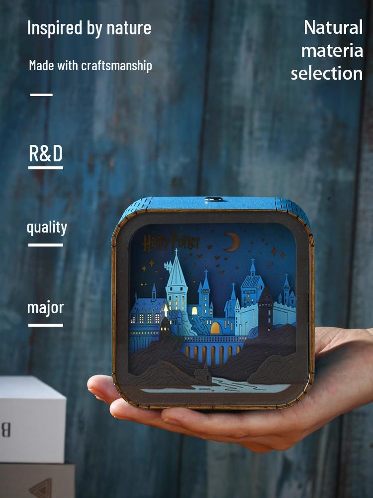 Ночник «Гарри Поттер Хогвартс» из дерева – Креативный подарок на день рождения и настольное украшение для детей