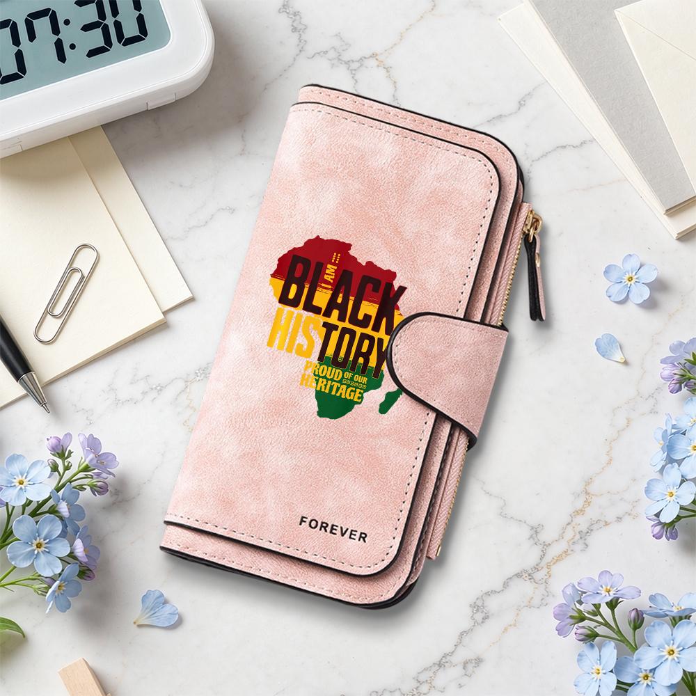 Black History Heritage Long Wallet Fashion Casual Portable Purse for Daily Use
