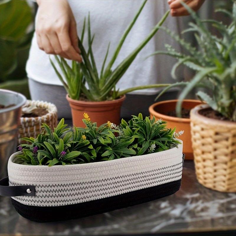 Hot Selling Elegant Oval Leather Handle Cotton Rope Toy Bathroom Storage Basket Storage Basket Storage Basket