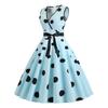 Женское вечернее платье, винтажное контрастное цветное платье в горошек с бантом на талии, трапециевидной формы с большими качелями, тонкое платье без рукавов с открытой спиной и V-образным вырезом, платье миди в стиле принцессы