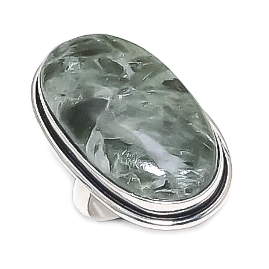 Seraphinite Gemstone 925 Sterling Silver Jewelry Ring Size 6