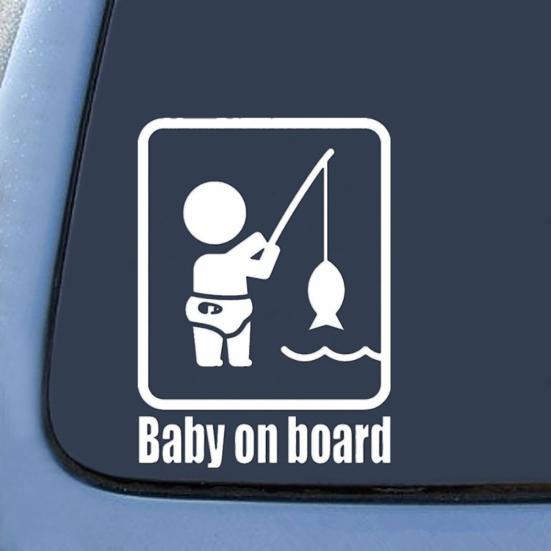 Забавный ребенок для рыбалки на борту автомобиля, светоотражающие наклейки, украшения