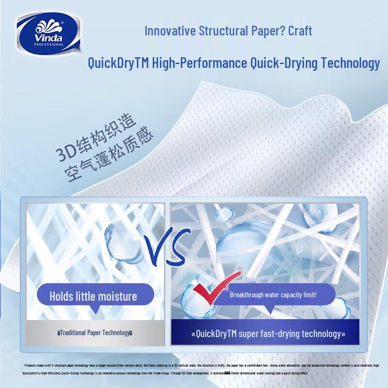 Vinda 1-Ply Hand Towel Tissue Paper, 200 Pulls x 2 Packs