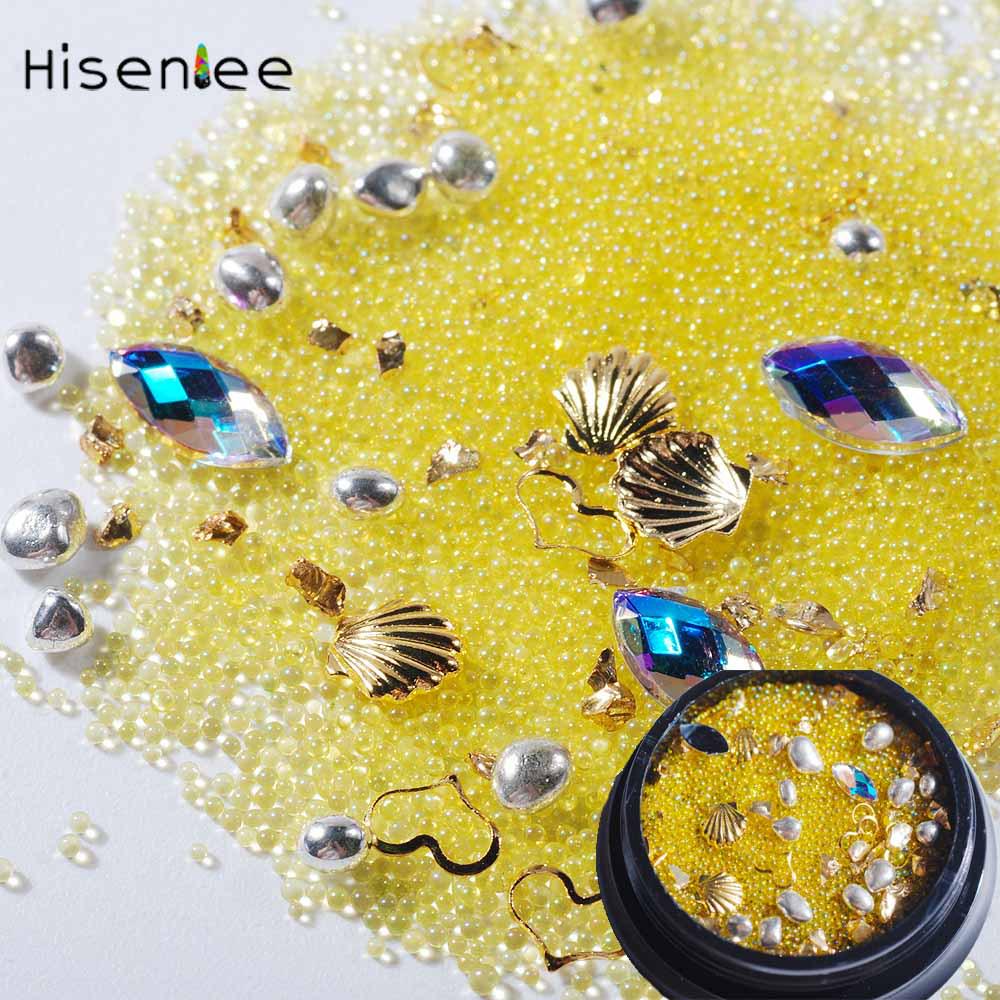 2 коробки смешанного размера DIY Art 3D Стразы Золотые металлические кристаллы для ногтей Micor бусины
