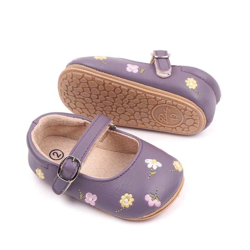 Baby Girl Princess Shoes High Quality Soft PU Embroidery Flower TPR Sole Anti-slip for Toddler Girl 0-12 Months 2023 New Fashion