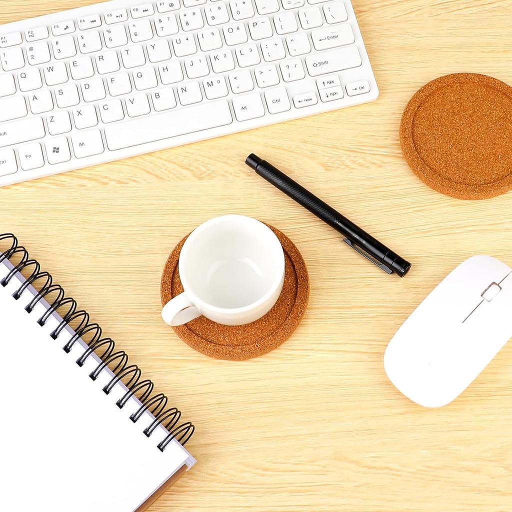 Подставки из пробки aninako, 12 штук, Деревянные круглые подставки, Диаметр 100 мм, Толщина 10 мм, Высокая плотность, Устойчивые к плесени, Термостойкие, Нескользящие,