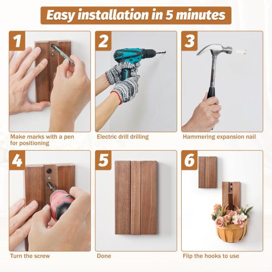 2 шт. Деревенские настенные крючки Складные деревянные крючки для одежды Настенные прочные вешалки Крючки для прихожей для подвешивания сумок, шляп, полотенец, ключей