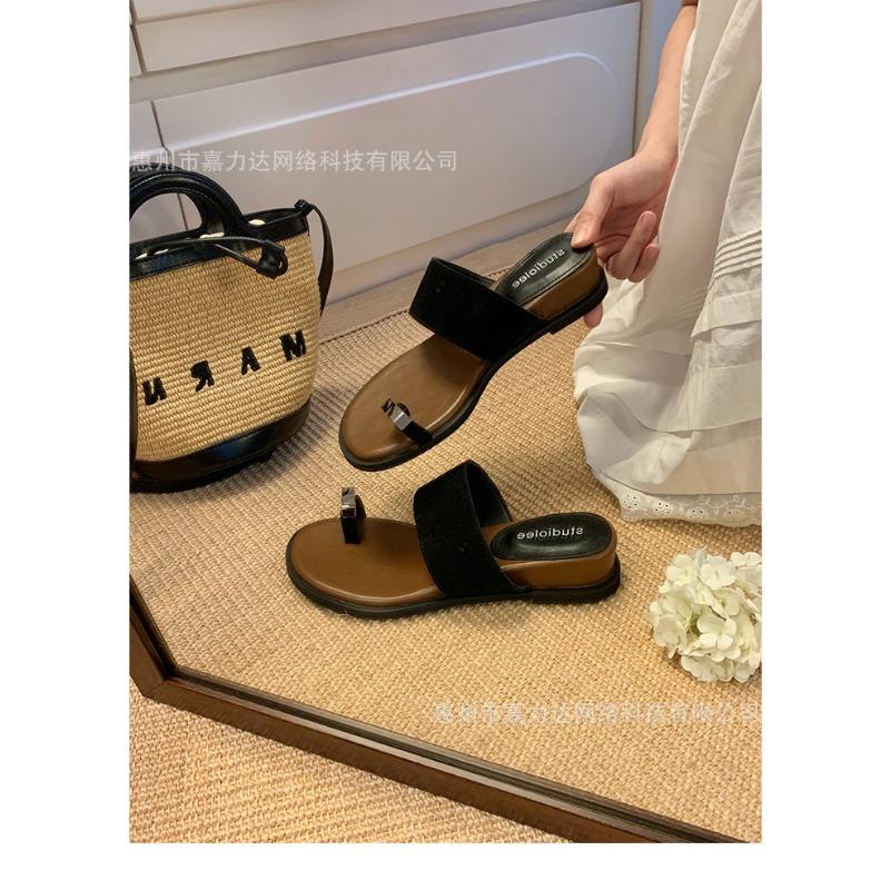 Sheepskin Thick-soled Holiday Style with Skirt, Simple Set of Toe Slippers, Women's Summer Versatile Soft Bottom, Comfortable Outside, Cool Slippers