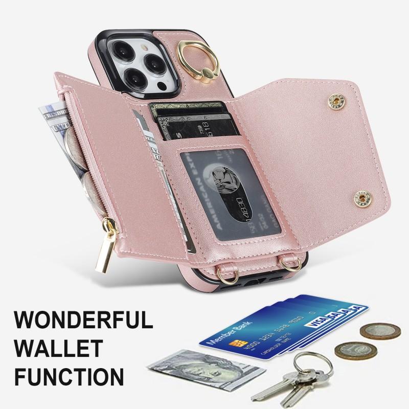 PU Leather Phone Case IPhone 18 Pro Max With Detachable Wrist Strap Crossbody Shoulder Card Slot Kickstand