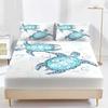 Fashion Style Sea Turtle Print Fitted Sheet Set Mattress Covers Comfortable Breathable Bedding Set With Deep Pocket for Bedroom