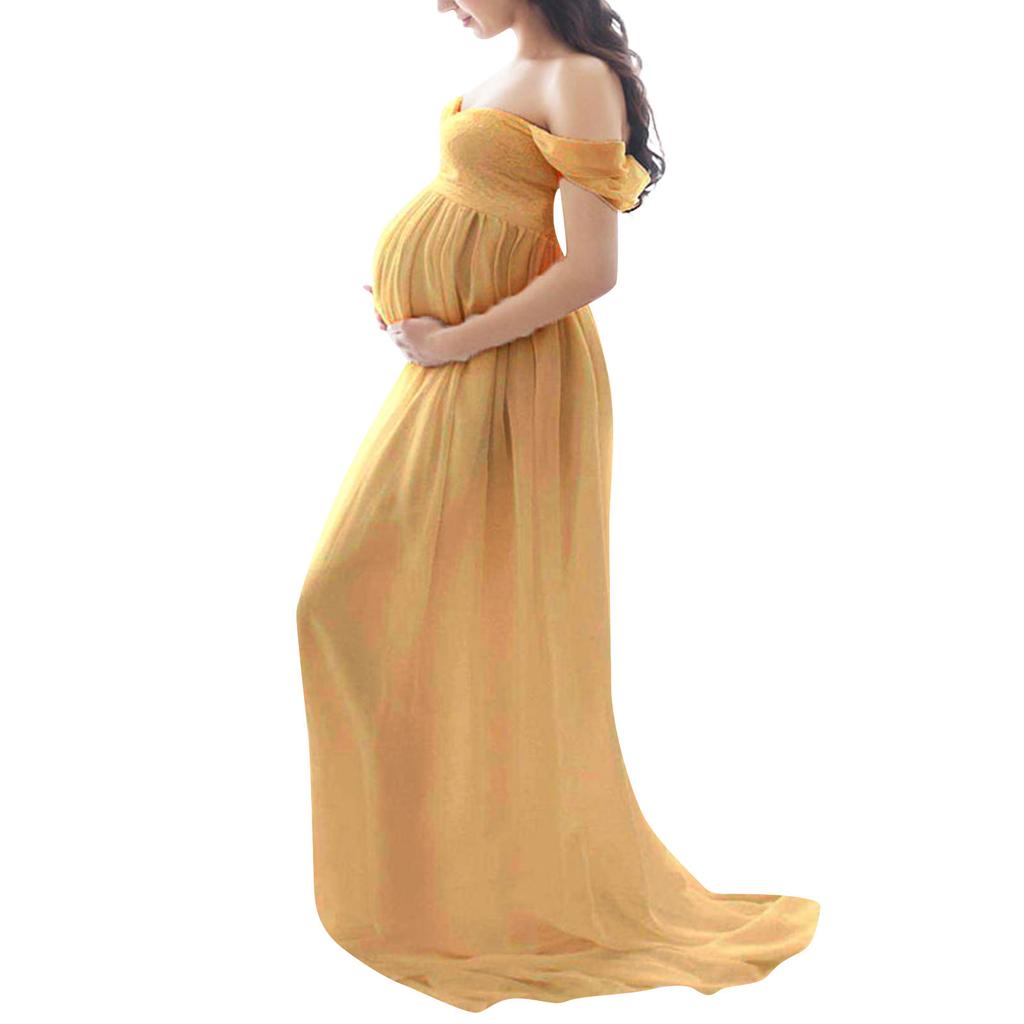 Womens Maternity Off Shoulder Maxi Dress Photography Photo Long Gow