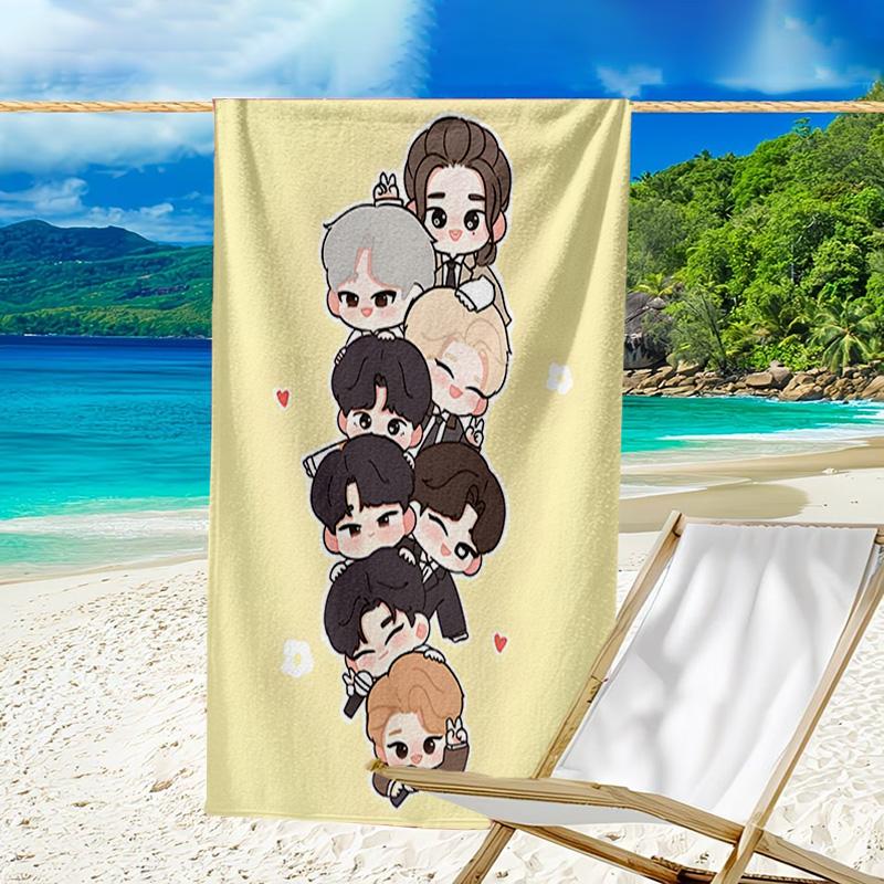 1pc Kpop Team4 Beach Towel, Beach and Seaside Swimming Pool Equipment, Fashion Pattern, Rectangular, Travel Essentials