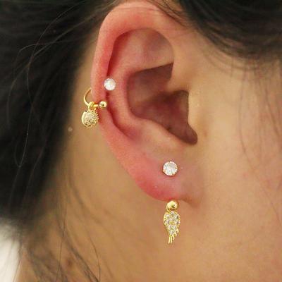 2 шт., серьги-капли в форме сердца из нержавеющей стали для женщин, маленькие серьги-кольца со звездами, спираль для козелка, хряща, раковины, ювелирные изделия для пирсинга Daith