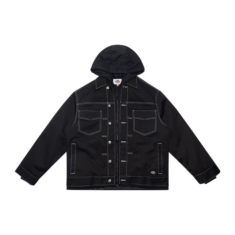 Dickies Куртка-бомбер с капюшоном на молнии с имитацией многослойности Унисекс куртки Черная DK009438BLK