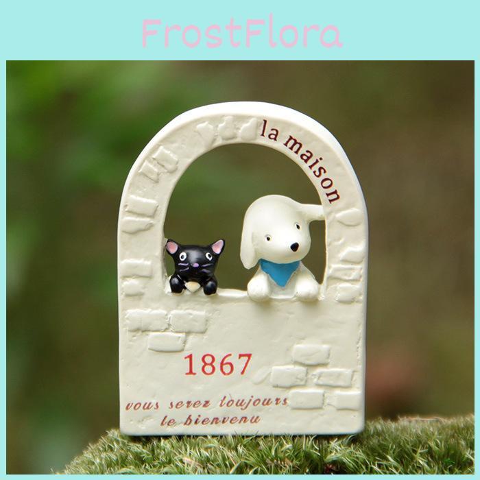 Cute Dog Cartoon Black Cat Fence Scene For Landscape Decoration Plugin Props