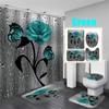 Водонепроницаемая занавеска для душа в ванной комнате, наборы занавесок для ванны с цветами, чехол для унитаза, коврик для ванной, коврик, комплект ковров, домашний декор, аксессуары для ванной комнаты, маска для ванной комнаты