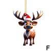 2D Acrylic Cartoon Fawn Christmas Tree Pendant Christmas Cute Christmas Easter Fawn Cartoon Decorations Hat Print Z8U6