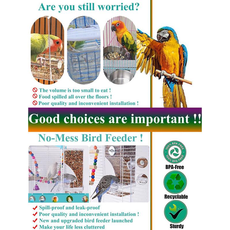 Коробка для еды для попугаев, защита от брызг, дугообразная самоскользящая конструкция, автоматическая кормушка, дозатор еды для домашних животных, птиц