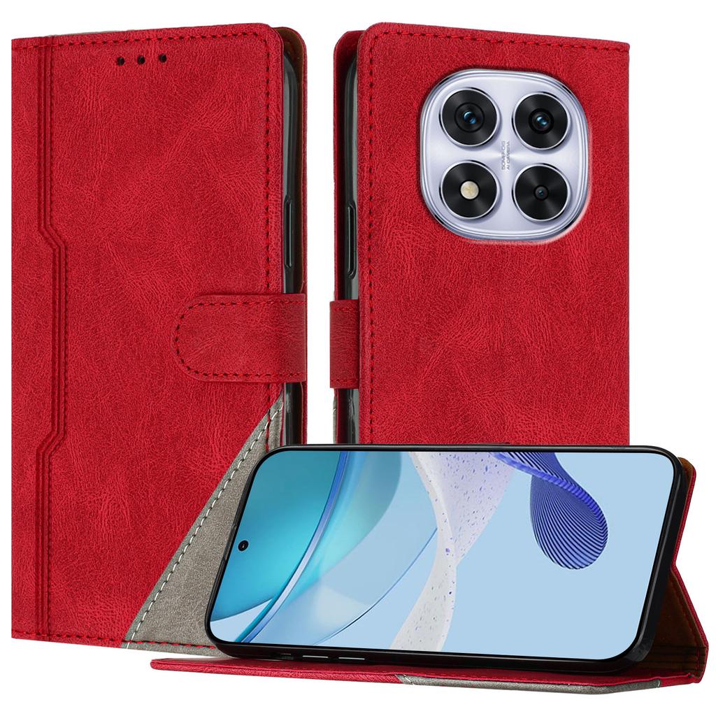 For Xiaomi Redmi Note 14 Pro 5G Leather Case Triangle Patchwork Wallet Stand Shockproof Phone Cover