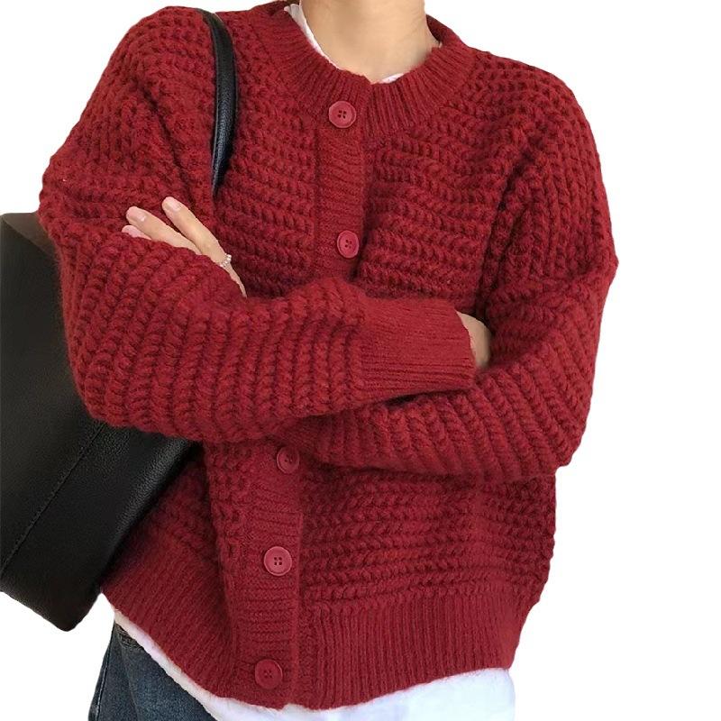 Осенне-зимний женский свитер, куртка на пуговицах с ленивым ветром, свободный повседневный вязаный кардиган
