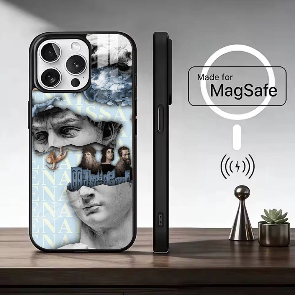 R-Искусство эпохи Возрождения Картина Для чехла телефона Magsafe для серий iPhone 17 16 15 14 13 12 11 Беспроводная зарядка