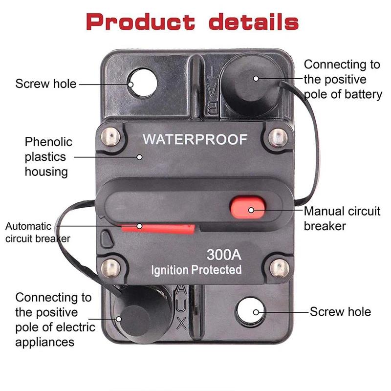 Ручной сброс встроенного предохранителя водонепроницаемый автоматический выключатель 30A 40A 50A 60A 70A 80A 100A 120A 150A 200A 250A 300A AMP для автомобиля автомобиля лодки