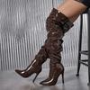 Sexy Pointed Toe Zip Patent Leather  Thigh High Over The Knee Boots Women Party Strip Pole Dance Shoes Autumn Winter Heels