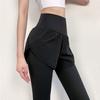 Эластичные плотные искусственные двухсекционные брюки для йоги, тонкая одежда для бега, тренировочные брюки для фитнеса с высокой талией