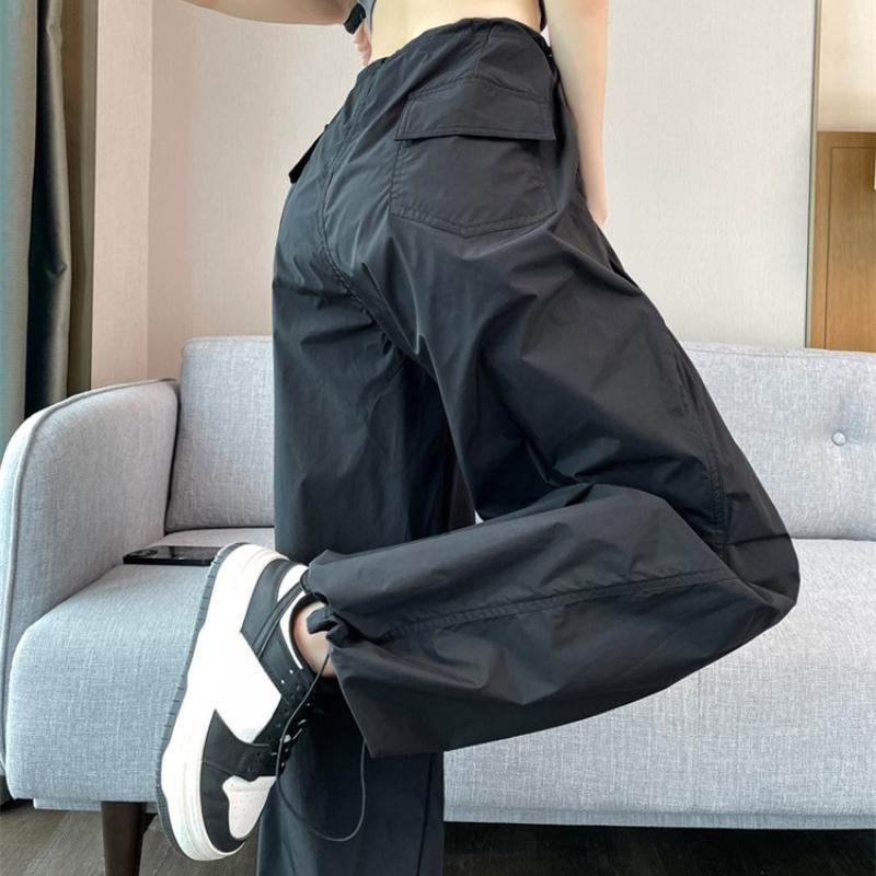 Модные однотонные свободные повседневные брюки женские уличные тонкие брюки с высокой талией и широкими штанинами офисные женские прямые спортивные брюки Harlan женские 24273