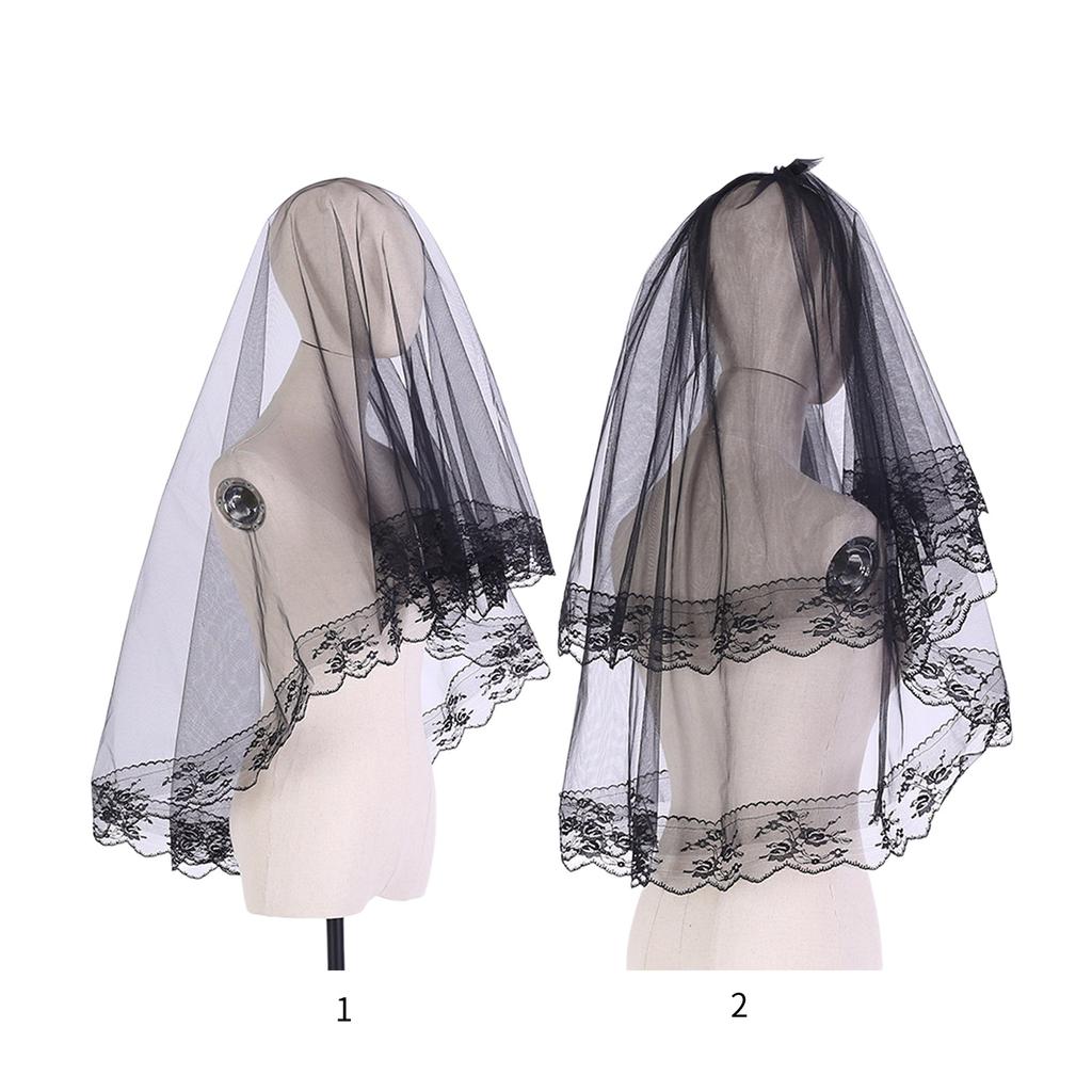 Bridal Veil Bachelorette Party Decorations Bride To Be Gift Bridal Shower Wedding Black Double /Single Layer Floral Lace
